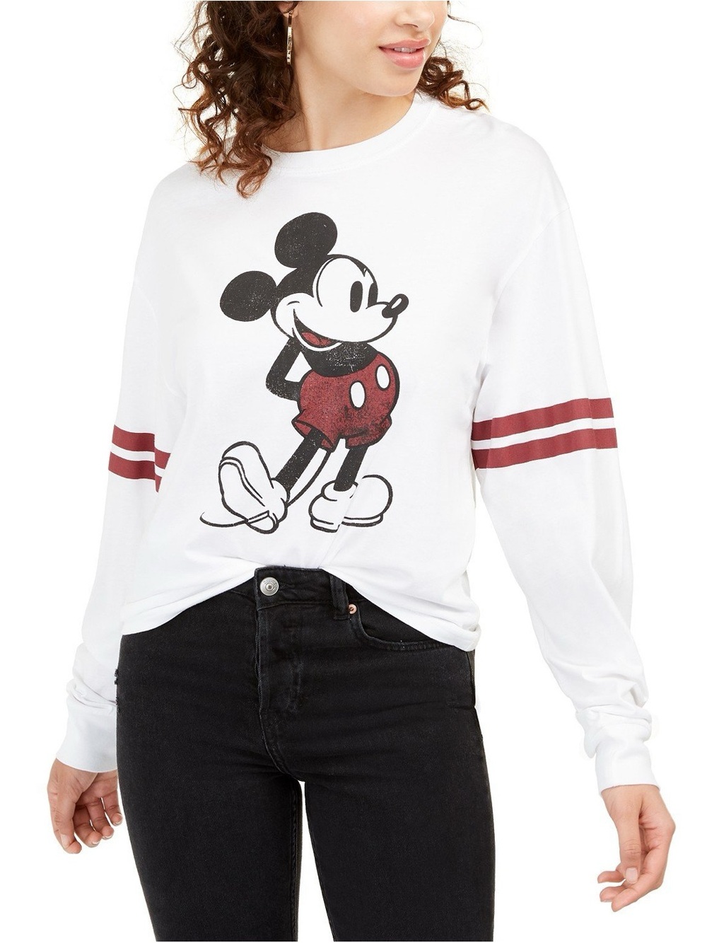 Disney Mickey Mouse Women’s‎ Graphic Long Sleeve Tee White Size XL oversized